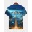 Men'S 3D Jesus Print T-Shirt - Casual Crew Neck, Short Sleeve, Stretch Fabric, Vibrant Mountain Landscape Design with Illuminated Pathway, Perfect for Spring & Summer