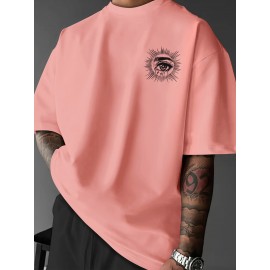 Men'S Summer Casual T-Shirt with Dark Art Eye & Hand Print, Lightweight Polyester, Quick-Dry & Machine Washable, Loose Fit for Outdoor Sports & Social Gatherings, Streetwear Style, Round Neck, Breathable Fabric