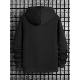 [Men's Cross Print Hooded Sweatshirt] Black Men's 