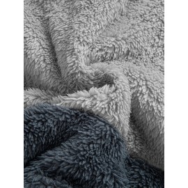 Men's Heavyweight Plush Hoodie - Winter Thermal Pullover Sweatshirt with Kangaroo Pocket, Dark Grey/Black Color Block Hooded Sweater for Cold Weather, Machine Washable Loose Fit Casual Outerwear, Ribbed Cuffs And Hem