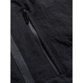 1pc Men's Casual Hooded Jacket, Solid Color, Long Sleeve, Regular Fit, Non-Stretch Fabric, Multiple Pockets, Woven Outerwear for Spring/Fall