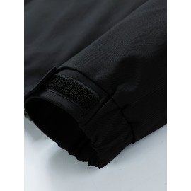 Men's Windproof Hooded Jacket for Spring & Autumn - Lightweight Work Jacket with Zipper Closure, Contrast Color Block Design, Polyester Lining & Pockets - Outdoor Sports, Hiking, Casual Wear