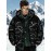 [Windproof Jacket] Warm & Stylish Men's Thick Windproof Hooded Jacket | Large Pockets & Drawstring, Black Polyester, Casual Letter Print Versatile Outerwear, Durable Outerwear