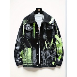 Men'S Printed with Random Print And Graffiti Design, Fashionable And Versatile, Made of High-Quality Fabric, Soft in Texture, Loose And Comfortable Coat.