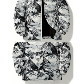 Men'S Retro Vintage Money Print Jacket - Stylish Black & White Patterned Coat with Stand Collar, Zipper Closure, and Pockets for Casual or Daily Wear, Casual Outerwear | Vintage Style Coat | Polyester Fiber Jacket