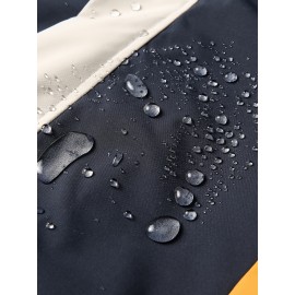 [Casual Hooded Jacket] Durable Polyester Men's Hooded Jacket | Casual Color Block Zip-Up Windbreaker, Machine Washable, Ideal for All Seasons, Windbreaker Jacket, P5