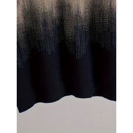 Men's Casual Gradient Color-Block Knit Sweater - Soft Stretch Round Neck Pullover, Machine Washable Slim Fit for Autumn Winter, Cute Sweaters, Durable Winter Wear, Medium Elasticity Fabric