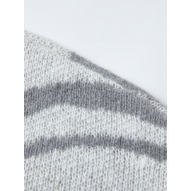 [Men's Geometric Sweater] Xingfan Men's Geometric Print Pullover Sweater | Drop Shoulder Casual Long Sleeve Round Neck Knit Top with Ribbed Detailing, Autumn Winter Warmth, Regular Fit for Casual Attire