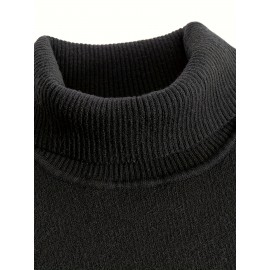 Men'S High-Neck Sweater with Striped Sleeves - Casual Knit Pullover for Fall & Winter, Beige & Black, Skinny Fit, Comfortable Clothing | Casual Style | Knit Construction, Sweater Hoodie