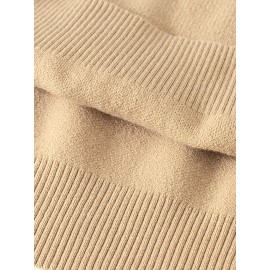 Men'S High-Neck Sweater with Striped Sleeves - Casual Knit Pullover for Fall & Winter, Beige & Black, Skinny Fit, Comfortable Clothing | Casual Style | Knit Construction, Sweater Hoodie