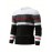 Men'S Fashionable Striped Knit Pullover Sweater - Stretchy Blend, Long Sleeve, Round Neck, Black/White/Red Vertical Stripes, Casual Style for Fall/Winte