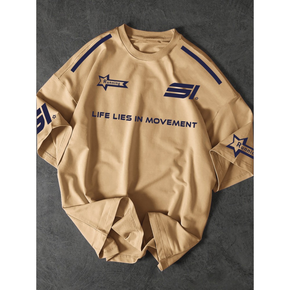 [Men's Slogan T-Shirt] Soft Polyester Men's Street Fashion T-Shirt | 