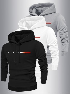 Men's Heavyweight Hoodie - Beige/Pink/Gray/ Options - Machine Washable Pullover Sweatshirt for Fall/Winter - Urban Streetwear Essentials - Casual Layering Clothing