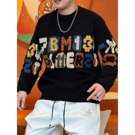 [Men's Sweater] Men's Sweater - Crewneck Pullover | Beige/Brown/Black/Gray/White/Orange/Red/Blue/Purple | Fall/Winter, Machine Washable, Everyday & Formal Outfits, Casual Knitwear, Multicolored Knitwear, Medium Stretch Fabric