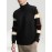 Men'S High-Neck Sweater with Striped Sleeves - Casual Knit Pullover for Fall & Winter, Beige & Black, Skinny Fit, Comfortable Clothing | Casual Style | Knit Construction, Sweater Hoodie